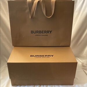 Burberry Tan Shopping Bag and Box Set